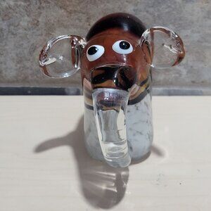 Vintage Hand Blown Art Glass Elephant Figurine